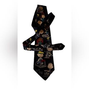 Peanuts Black Tie with Cartoon Characters